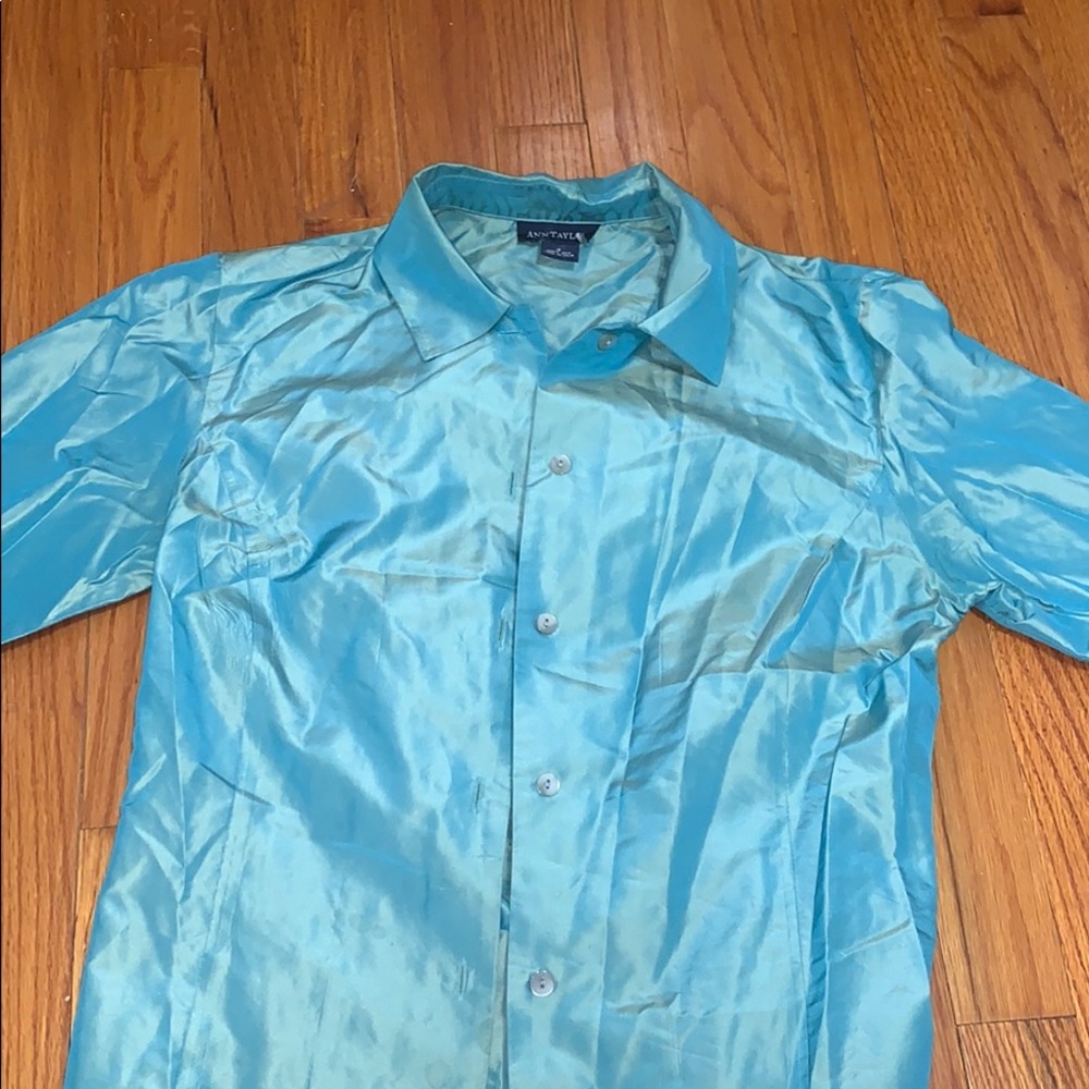 Ann Taylor shiny blue silk top